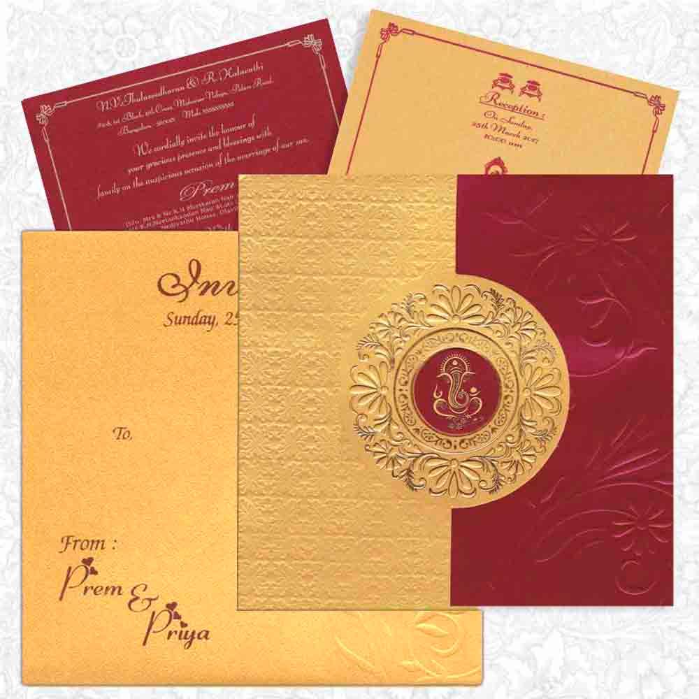 Unique Door Type Opening With Red Shading Wedding Card - KNK2171 - Family Card (BIG)-1